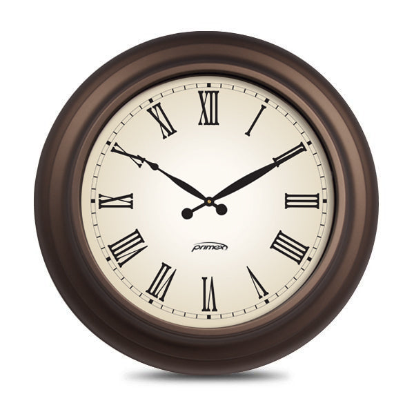 72MHz Radio Analog Clock - Distressed Metal Frame, 120V AC