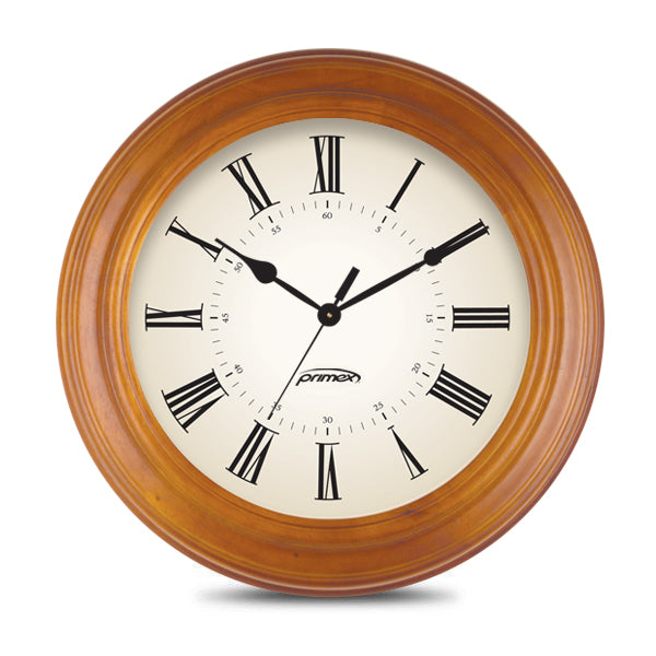 72MHz Radio Analog Clock - Wood Frame, 120V AC