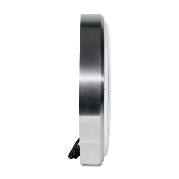 72MHz Radio Analog Clock - Brushed Metal Frame, 120V AC