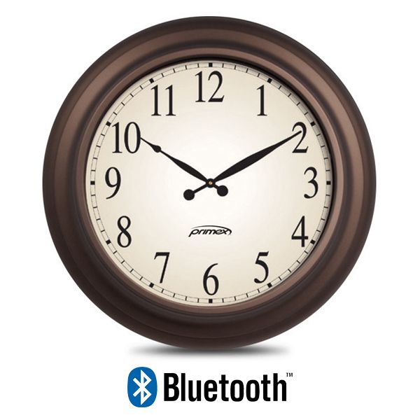 Bluetooth Analog Clock - Distressed Metal Frame, Battery Powered