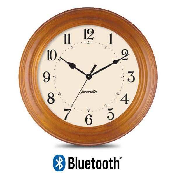 Bluetooth Analog Clock - Wood Frame, 120V AC