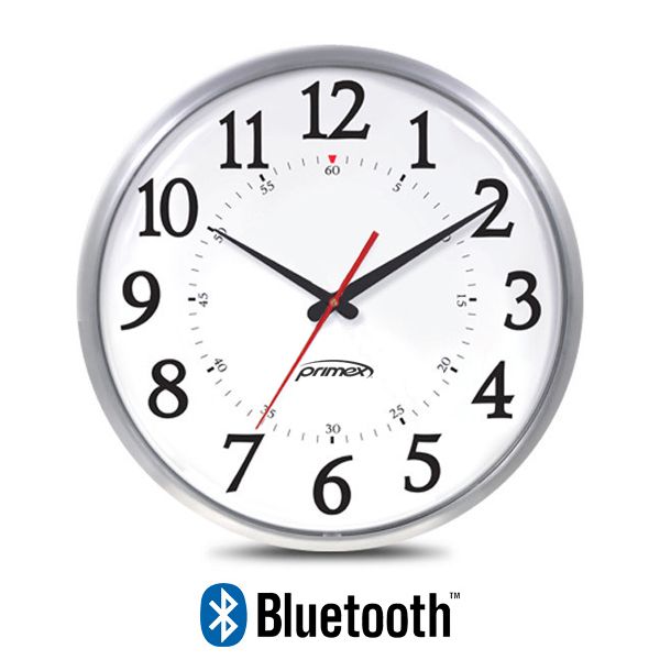 Bluetooth Analog Clock - Brushed Metal Frame, 120V AC